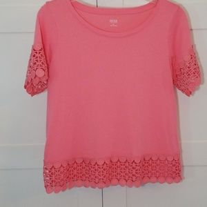 SOLD! Coral Top with Eyelet details